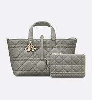 Dior Toujours Bag Stone Gray Macrocannage Calfskin 28x21x17cm - 2