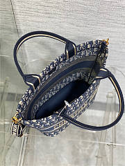 Dior Hat Basket Bag Blue Oblique Embroidery 27X25cm - 6