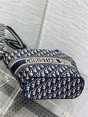 Dior Hat Basket Bag Blue Oblique Embroidery 27X25cm - 4
