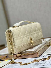 Dior Bag Latte Patent Cream Cannage Calfskin 21x11x4cm - 3