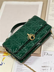 Dior Bag Latte Patent Jade Green Cannage Calfskin 21x11x4cm - 6