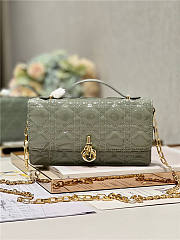 Dior Bag Latte Patent Olive Cannage Calfskin 21x11x4cm - 1