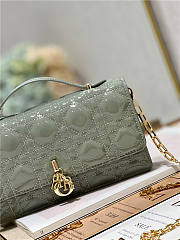 Dior Bag Latte Patent Olive Cannage Calfskin 21x11x4cm - 3