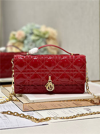 Dior Cherry Red Patent Cannage Calfskin 21x11x4cm
