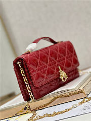 Dior Cherry Red Patent Cannage Calfskin 21x11x4cm - 3