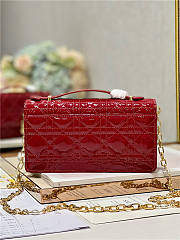 Dior Cherry Red Patent Cannage Calfskin 21x11x4cm - 2