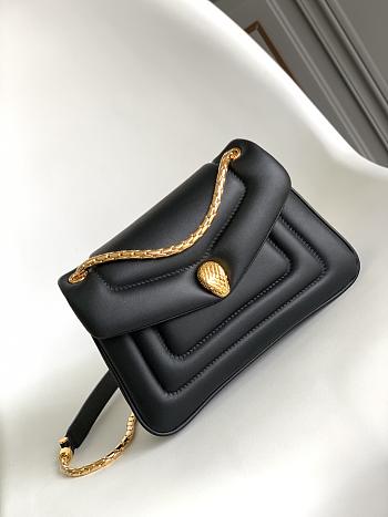 BVLGARI REVERSE FOREVER SHOULDER BAG BLACK 22.5X15X7CM