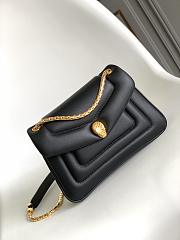 BVLGARI REVERSE FOREVER SHOULDER BAG BLACK 22.5X15X7CM - 2