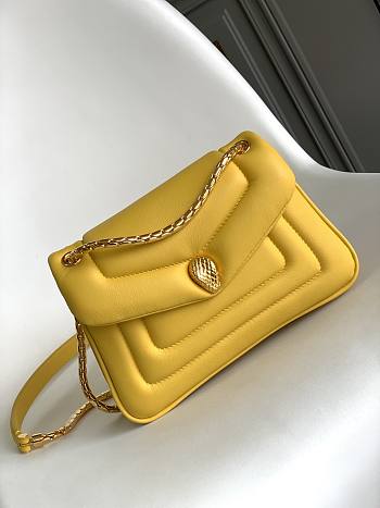 BVLGARI REVERSE FOREVER SHOULDER BAG YELLOW 22.5X15X7CM