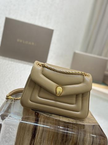 BVLGARI REVERSE MICRO TOP HANDLE BAG BEIGE 22.5X15X7CM