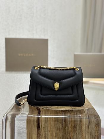 BVLGARI REVERSE MICRO TOP HANDLE BAG BLACK 22.5X15X7CM
