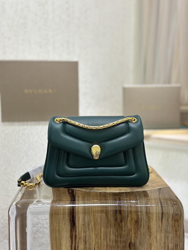 BVLGARI REVERSE MICRO TOP HANDLE BAG GREEN 22.5X15X7CM - 1