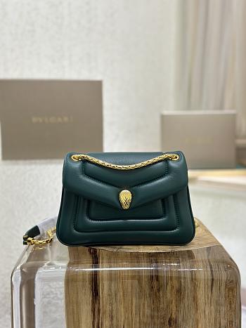 BVLGARI REVERSE MICRO TOP HANDLE BAG GREEN 22.5X15X7CM