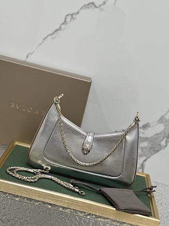 BVLGARI SERPENTI BAIA SHOULDER BAG SILVER 27X18X3CM