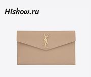 YSL UPTOWN POUCH IN GRAIN LEATHER BEIGE  27x6x2CM  - 1