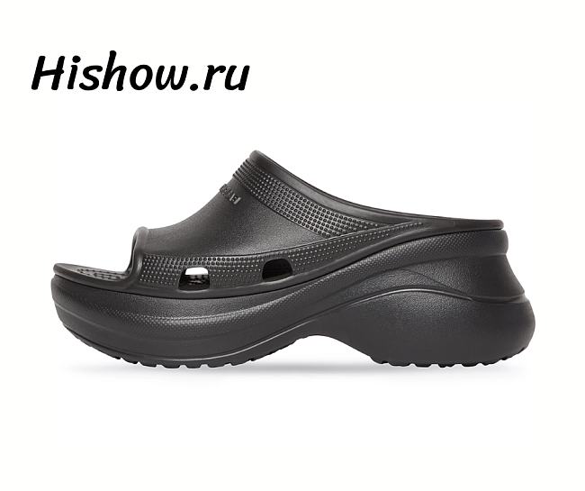 BALENCIAGA WOMEN'S POOL CROCS SLIDE SANDAL IN BLACK - 1
