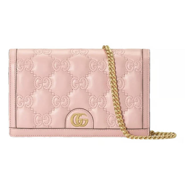 Gucci Matelasse' Chain Wallet Light Pink Leather 20x12x4cm - 1