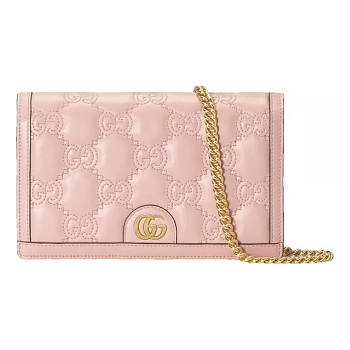 Gucci Matelasse' Chain Wallet Light Pink Leather 20x12x4cm