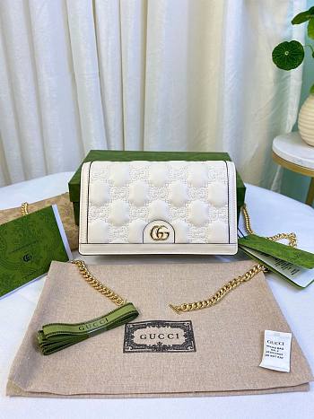 Gucci Matelasse' Chain Wallet White Leather 20x12x4cm
