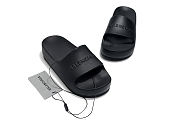 Balenciaga Black Rubber Logo Pool Slides - 3