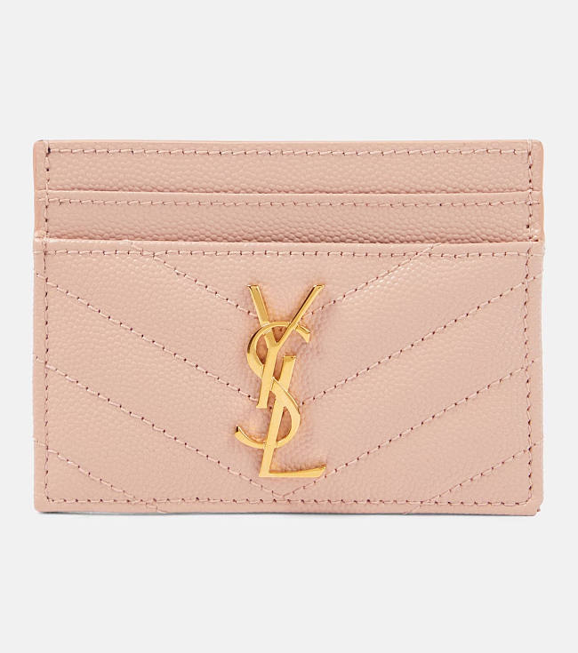 Saint Laurent Leather Card Holder Light Pink - 1