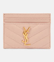 Saint Laurent Leather Card Holder Light Pink - 1