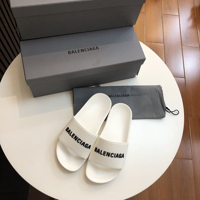 Balenciaga Pool Slide Sandal White Black - 1