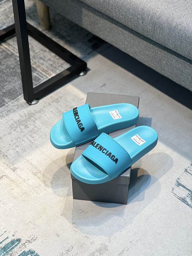 Balenciaga Pool Slide Sandal In Blue Sky - 1