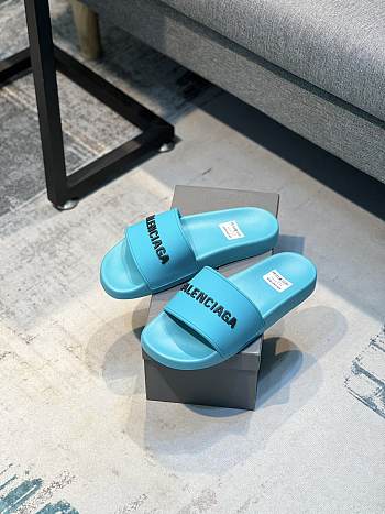 Balenciaga Pool Slide Sandal In Blue Sky