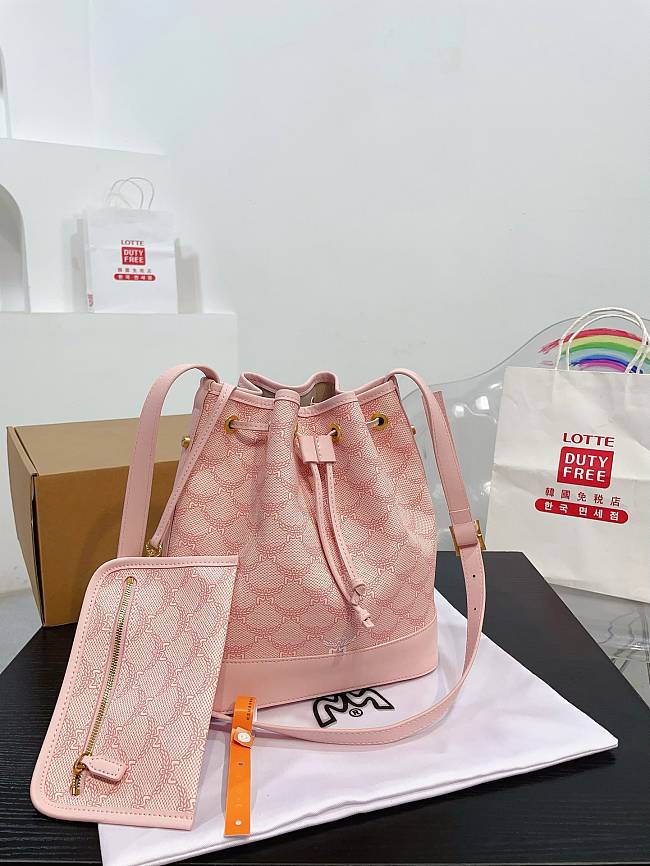 MCM Pink Dessau Bucket Bag Size 23x27CM - 1