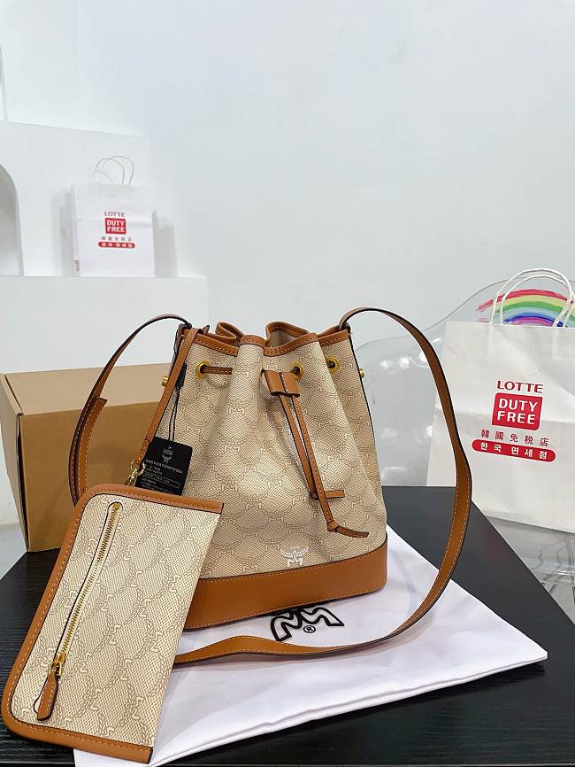 MCM Beige Dessau Bucket Bag Size 23x27CM - 1