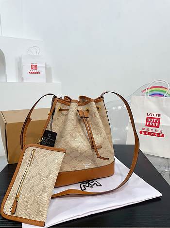MCM Beige Dessau Bucket Bag Size 23x27CM