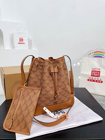 MCM Brown Dessau Bucket Bag Size 23x27CM
