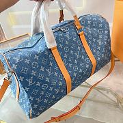 LV Keepall Bandoulière Denim Blue 50 Size 50 x 29 x 23cm - 6