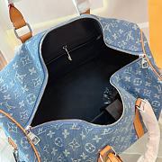 LV Keepall Bandoulière Denim Blue 50 Size 50 x 29 x 23cm - 4
