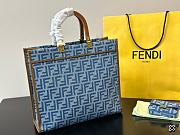 Fendi Sunshine Small Blue Denim Size 25x12x22CM - 4