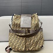 Fendi Strike Large FF Jacquard Fabric Yellow Backpack 46x25x40CM - 1