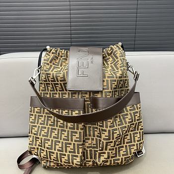 Fendi Strike Large FF Jacquard Fabric Yellow Backpack 46x25x40CM