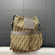 Fendi Strike Large FF Jacquard Fabric Yellow Backpack 46x25x40CM - 5