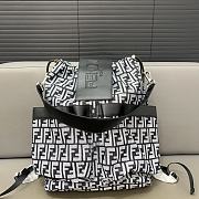 Fendi Strike Large FF Jacquard Fabric Black White Backpack 46x25x40CM - 1