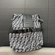 Fendi Strike Large FF Jacquard Fabric Black White Backpack 46x25x40CM - 6