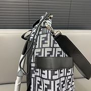 Fendi Strike Large FF Jacquard Fabric Black White Backpack 46x25x40CM - 4