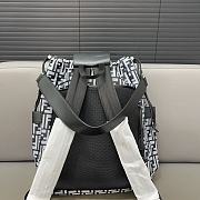 Fendi Strike Large FF Jacquard Fabric Black White Backpack 46x25x40CM - 2