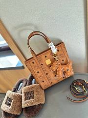 MCM Toni Shopper Visetos Cognac Brown Size 19x19CM - 2