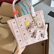 MCM Toni Shopper Visetos Cognac Pink Size 19x19CM - 4