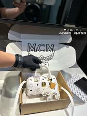 MCM Mini Ella Boston Bag in Visetos White 18CM - 1