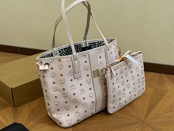 MCM Toni Top-zip Cognac Visetos Pink Size 32CM