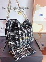 Chanel Lambskin Tweed Tote Bag Black White 29CM - 4