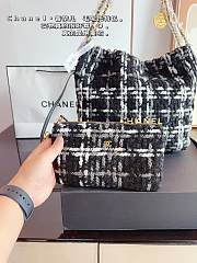 Chanel Lambskin Tweed Tote Bag Black White 29CM - 6