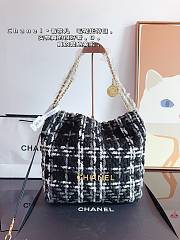 Chanel Lambskin Tweed Tote Bag Black White 29CM - 2